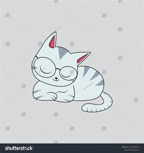 cute nerd cat sticker vector template stock vector royalty