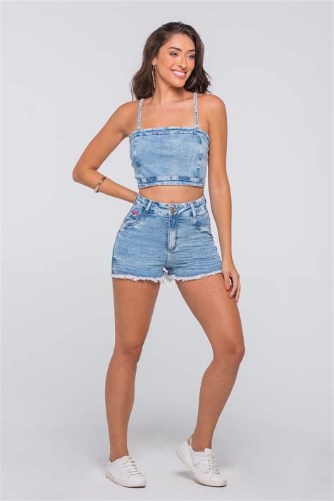 Shorts Jeans Hot Pants Empina Bumbum Jeans Claro