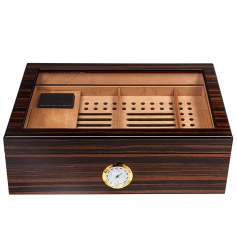 Buy Premium Humidor Cigar Box, Glass Top Cigar Humidor Box, Cigar Humidor with Hygrometer, Cedar ...