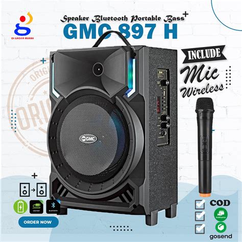 Jual Speaker Bluetooth Portable GMC 897H 8 Inch SNI Karaoke Termasuk