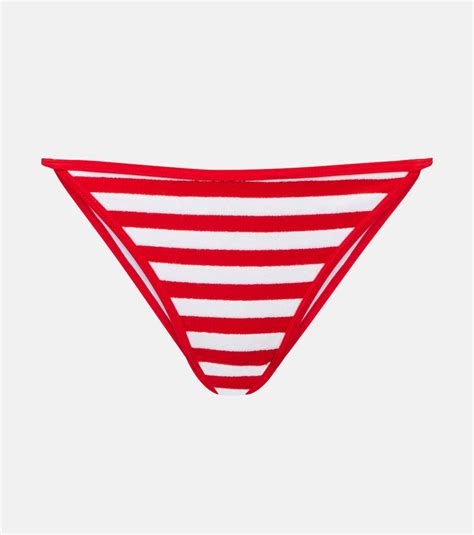 Bare Minimum Striped Bikini Bottoms In Red Jade Swim Mytheresa