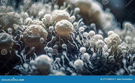 Candida Auris Fungus Close-Up Under Microscope For Medical Research ...