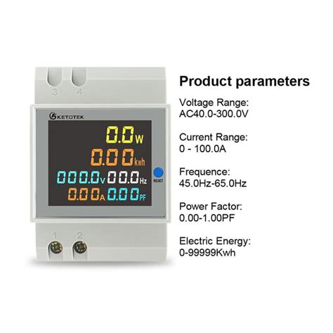 Din-рейка Ваттметр Вольтметр Амперметр Измеритель мощности AC 110V 220V ...