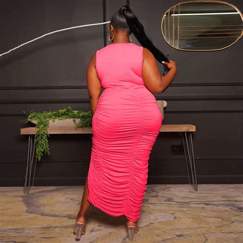 Womens Dresses Trending Big Ass Tight Elegant Double Slit Maxi Dress