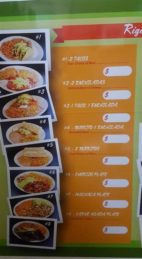 Menu At Rigobertos Restaurant Elko