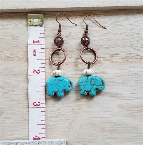 Turquoise Elephant Earrings Howlite Turquoise Elephant Ivory Etsy