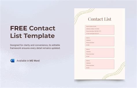 Contact List Template in Word - Download | Template.net