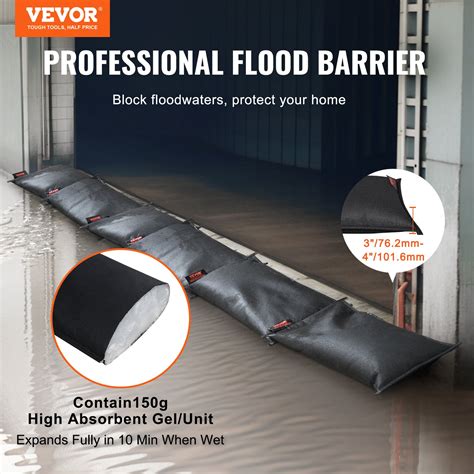 VEVOR Flood Barriers, Water Flood Dam Bags 6 Pack, Water Barriers for