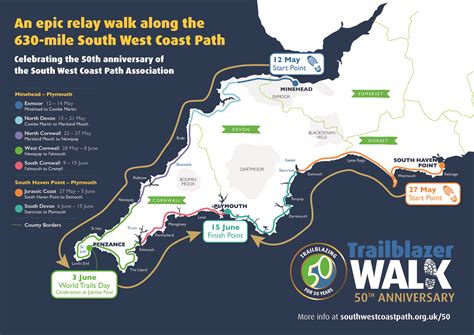 trailblazer walk map  south west coast path