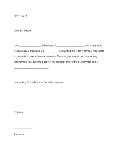 Request Letter For Honorable Dismissal Sample Pdf