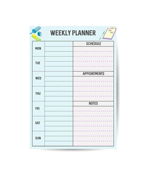 Premium Vector | Kids school planner template printable school timetable for student