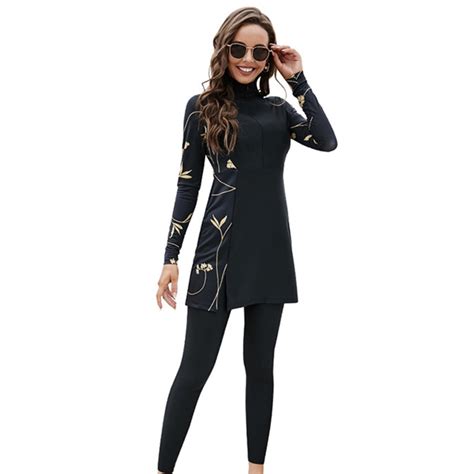 Jual KZESimple Design Tankini Two Pieces Full Body Bikini Long Sleeve Muslim Full Coverage