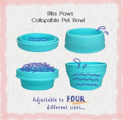 Bliss Paws Collapsible Pet Bowl For Dog Of All Sizes Adjustable To 4