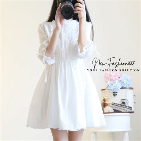 Jual Ib0002 New Fashion Mini Dress Putih Korea Mini Dress Putih Wanita