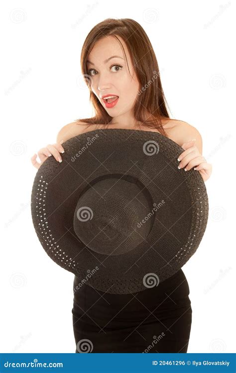 Happiness Naked Woman With Black Hat Stock Photo Image Of Black