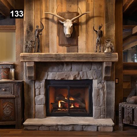 Gorgeous Reclaimed Wood Beam Fireplace Mantel With Wooden Corbels 133