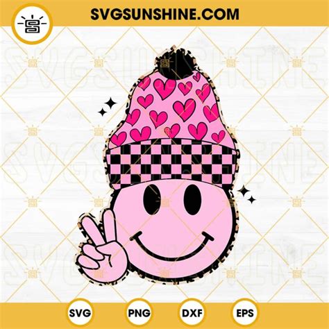 Valentine S Day Beanie Smiley Face SVG Pink Smiley Face SVG Heart