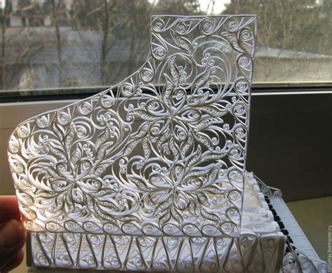 Купить Рояль "Бумажная музыка" (квиллинг) - белый, рояль, бумажный ...