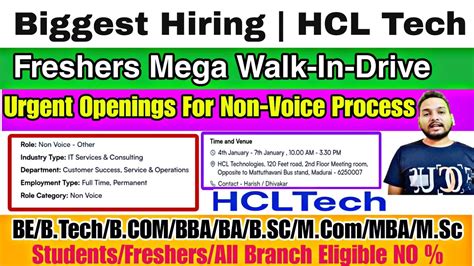 Hcl Tech Biggest Recruitment Drive Freshers Hiring Hcltech