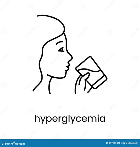 Hyperglycemia High Blood Sugar, Symptom Thirst, Vector Line Icon for
