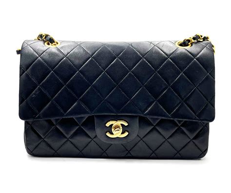 Chanel Vintage Classic Timeless Double Flap Lambskin 10" Shoulder Bag ...