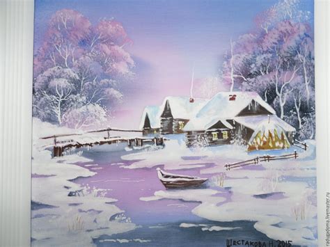 Картина. Зимняя деревня в интернет-магазине Ярмарка Мастеров по цене ...