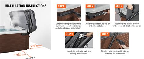 VEVOR Hot Tub Cover Lift Spa Cover Lift Hydraulic Width Adjustable Installed On