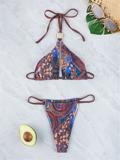 Sexy Micro Bikini Woman Swimsuit Cut Out Swimwear Women Halter Thong Bikinis Set Female