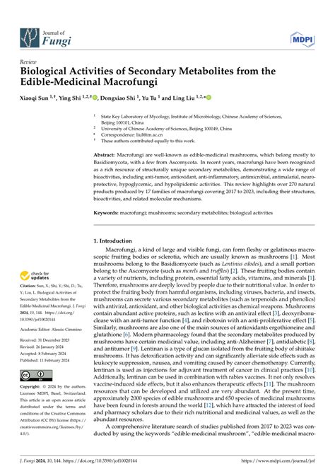 PDF Biological Activities Of Secondary Metabolites From The Edible