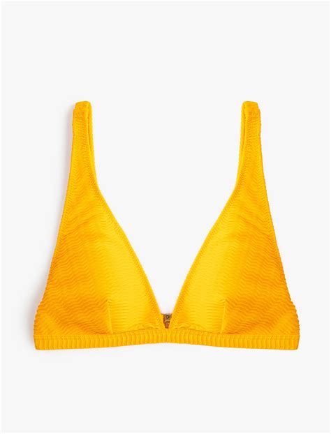 Turuncu Kadın Üçgen Bikini Üstü Dokulu Kalın Askılı SAK MM Koton