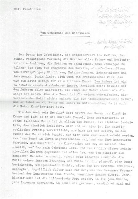 Sammlung Von Zwei Originalen Typoskripten Von Emil Preetorius