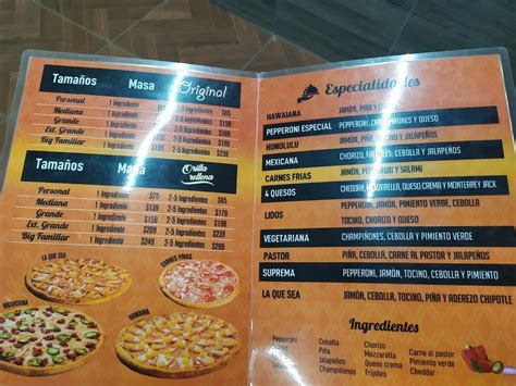 Carta Del Restaurante Lidos Pizza Viguera Oaxaca