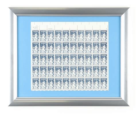 Babe Ruth Yankees Custom Framed Full Uncut Postage Stamp Sheet Display With 50 Stamps