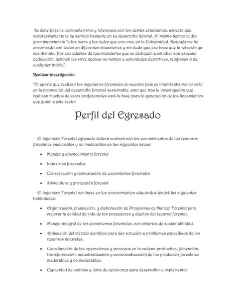 Perfil Del Ingeniero Forestal Pdf