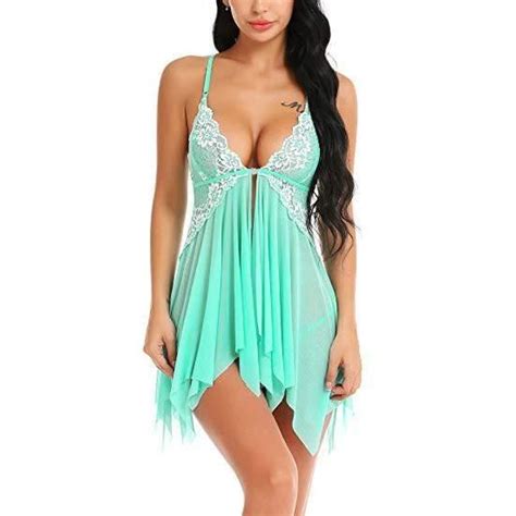 Lingerie Sexy Pour Femme Nuisette En Dentelle En Maille V Tements De Nuit Vert Clair Vert Clair