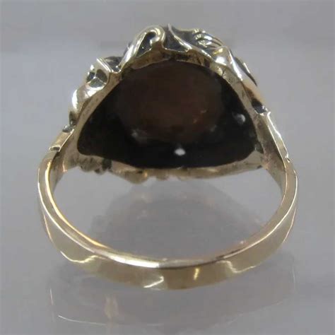 Vintage 14K Opal Nude Woman W Harp Flowers Ring Sz Gem