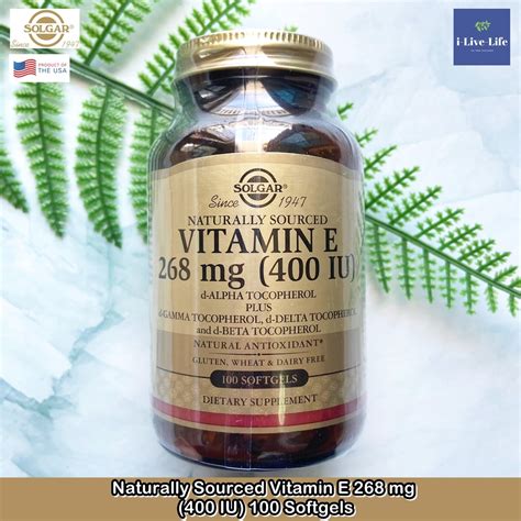 Naturally Sourced Vitamin E As D Alpha Tocopherol Mg