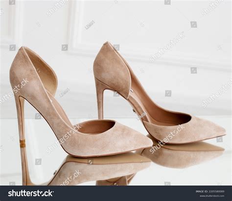Suede Beige Stilettos Nude Stilettos Stand Stock Photo Shutterstock