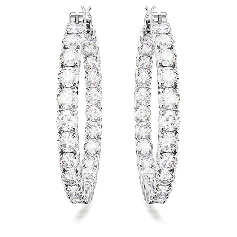 matrix hoop earrings  cut white rhodium plated swarovski