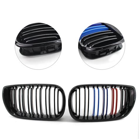 1 Pair Gloss Black Racing Grills M Color Car Front Grille Grilles For