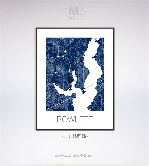 Rowlett Texas Rowlett TX map Rowlett map Rowlett print | Etsy