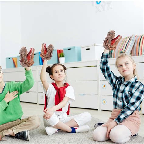Dinosaur Puppet Realistic Dinosaur Head Hand Puppets Toy Flexible