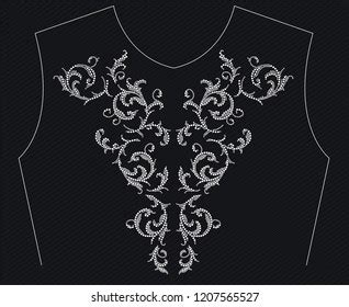 Rhinestone Applique Collar Design Tshirt Blouse Stock Vector Royalty