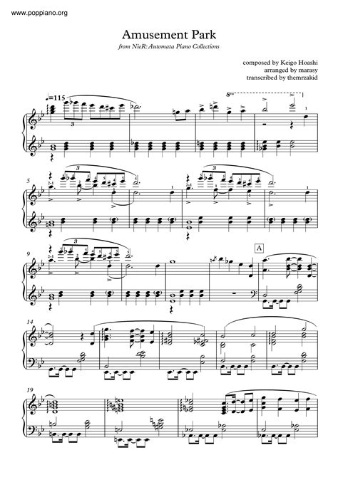 NieR: Automata] Amusement Park Sheet Music For Piano (Solo), 41% OFF