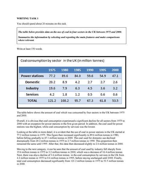 Writing TASK 1 TASK 1 WRITING TASK 1 You Should Spend About 20