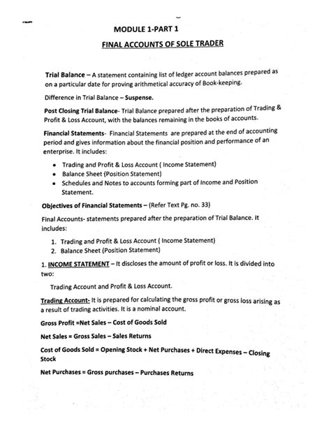 Module I -Financial Accounts Of Sole Trader - B.com finance and