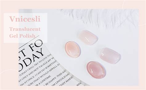 Vnicesli Jelly Gel Nail Polish Set Colors Transparent Sheer Light Pink Nude Gel Polish Kit