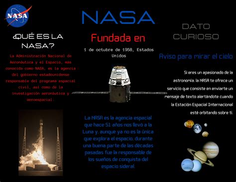 Folleto NASA Cohete NASA Qué es la NASA La Administración Nacional