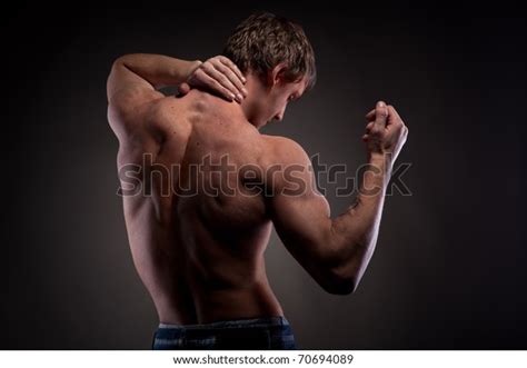 Muscular Naked Man Back On Black Stock Photo 70694089 Shutterstock