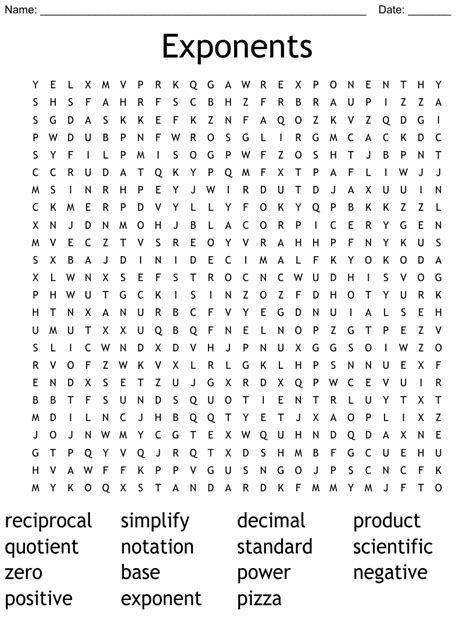 Exponents And Scientific Notation Word Search Wordmint